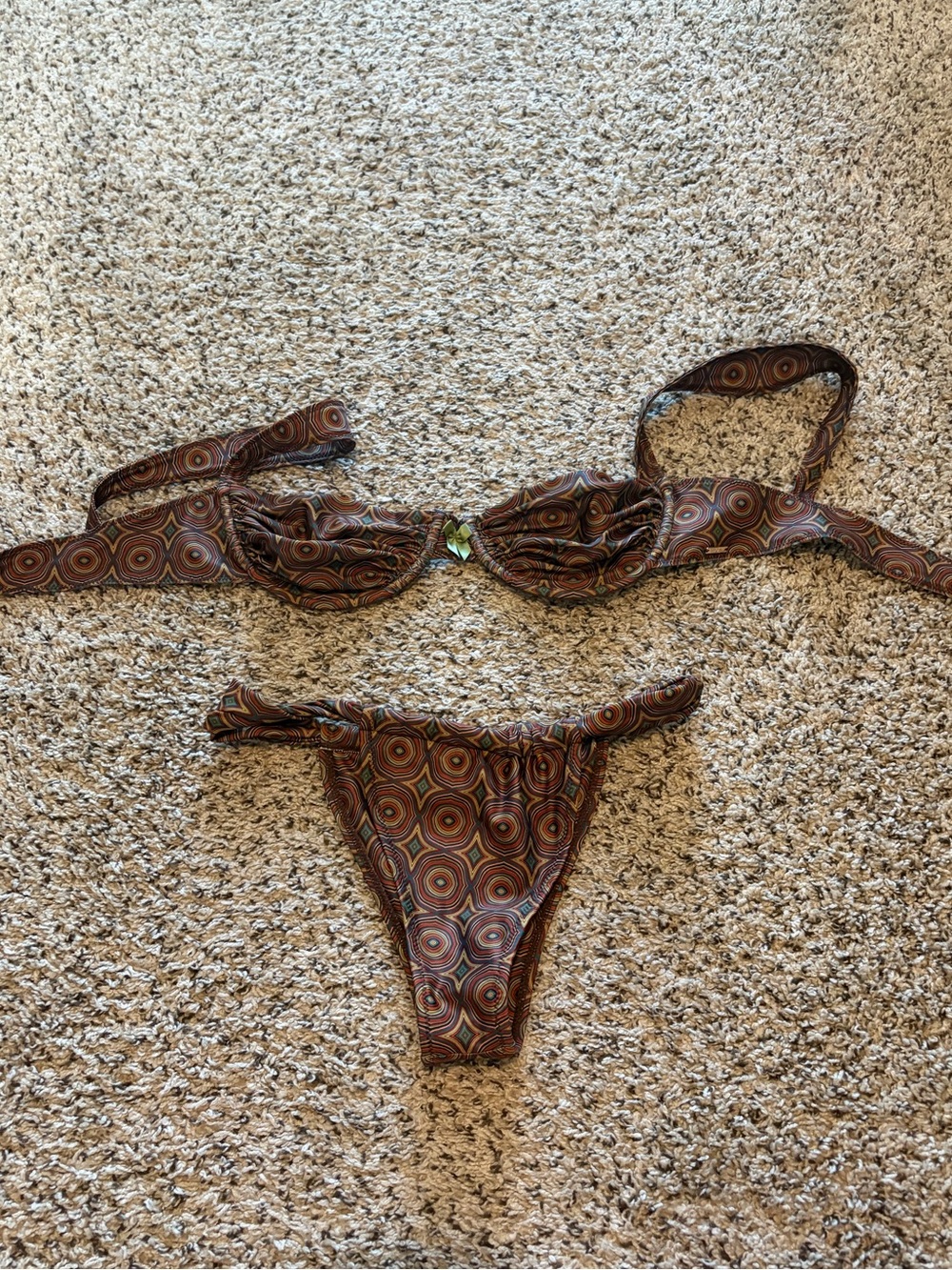 Strawberry Milk Mob Brown Multi-Circle Print Bikini
